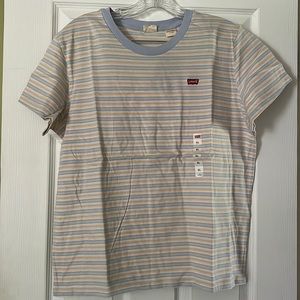NWT Levi’s The Perfect Small Logo Short Sleeve Striped Tee Size X-Large